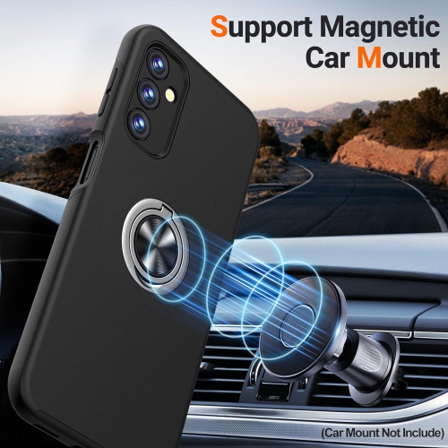 Shockproof 360 Magnetic Protective Case With Ring Holder, Kick Stand - Samsung Galaxy S24 FE - Black