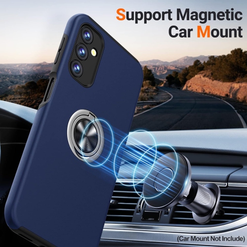 Shockproof 360 Magnetic Protective Case With Ring Holder, Kick Stand - Samsung Galaxy S24 Ultra - Navy Blue