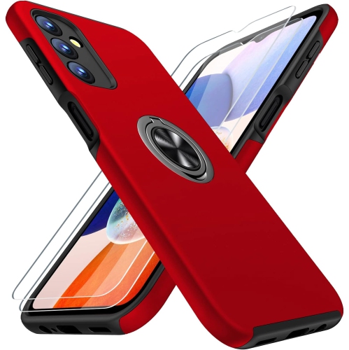 Shockproof 360 Magnetic Protective Case With Ring Holder, Kick Stand - Samsung Galaxy A14 4G/5G - Red