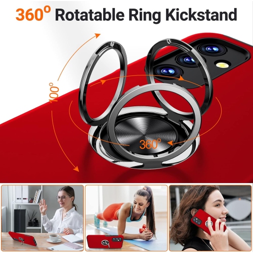 Étui de protection magnétique antichoc 360 avec support pour anneau, béquille - Galaxy S24 Ultra de Samsung - Rouge