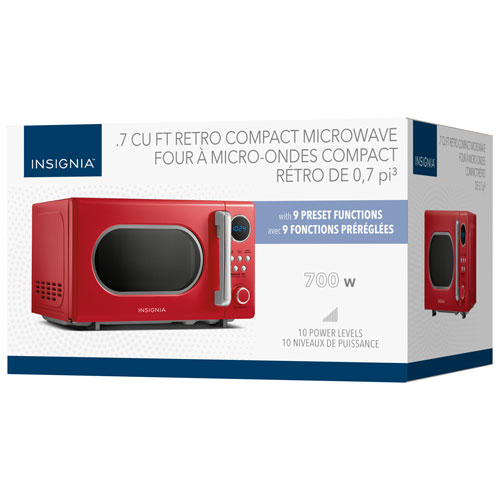 Micro-ondes compact rétro de 0,7 pi³ d'Insignia - Rouge - Exclusivité de Best Buy