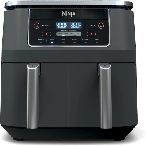 Ninja DZ090C Foodi Friteuse à air 5-en-1 de 6 pintes à 2 paniers dotée de  la technologie DualZone Friteuse à air à 2 paniers 