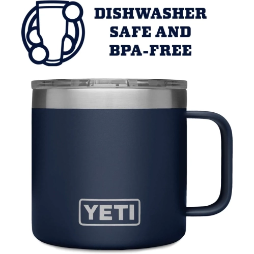 YETI Rambler 14 oz Mug | Vacuum Insulated Stainless Steel with MagSlider Lid - Navy