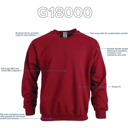 Gildan – Sweat à col ras du cou en molleton pour hommes, style G18000
