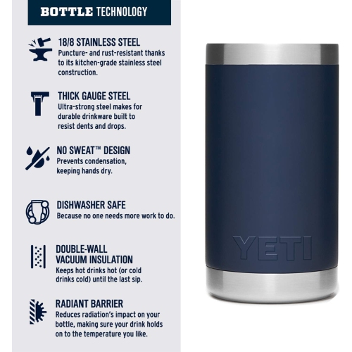 YETI Rambler Jr. 12 oz Kids Bottle, with Straw Cap, Navy
