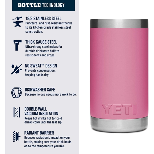 YETI Rambler Jr. 12 oz Kids Bottle, with Straw Cap, Harbor Pink