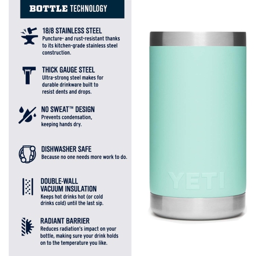 YETI Rambler Jr. 12 oz Kids Bottle, with Straw Cap, Seafoam