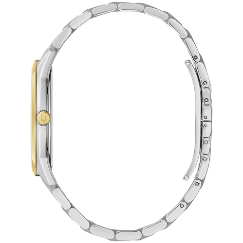 Montre à quartz hommes Sutton 40 mm de Bulova avec boîtier et bracelet en inox deux tons et cadran blanc argenté