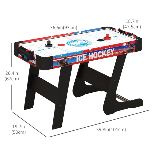 Soozier 40" Air Hockey Table for Youth and Adults, Folding Air Hockey Arcade Table with 2 Pucks, 2 Pushers, Scoreboard for Family Game Room, Living