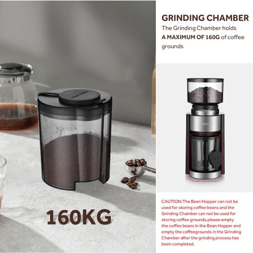 12-Cup Electric Coffee Grinder with 25 Precise Grind Setting, Adjustable Automatic Electric Grinders Conical Burr Mill Grinder