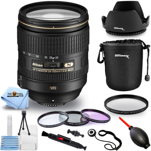 NIKON  Af-S Nikkor 24-120MM F/4G Ed Vr Lens 2193 + Filter Kit + Lens Pouch Bundle