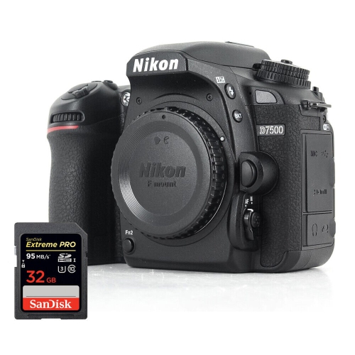 Nikon D7500 4K Camera 1581 + Sandisk Extreme Pro 32GB SD