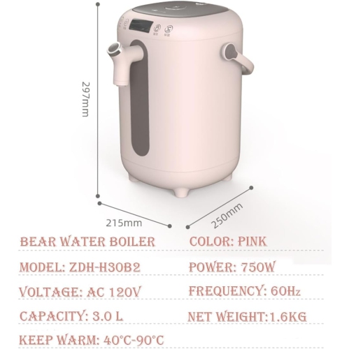 Chaudière Bear Water, bouilloire électrique, verrou de sécurité, chauffage instantané pour le café et le thé, arrêt automatique et protection contre