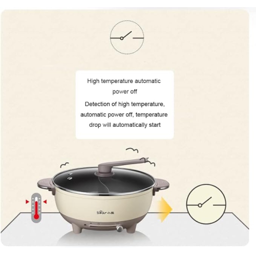 Bear Electric Hot Pot, 6L Electric Cooker- Multi-Functional Pot for Shabu-shabu, Noodles, Soup, 1500W Dual-Sided Shabu Hot Pot -Yellow