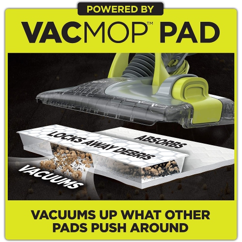 Shark VACMOP Cordless Hard Floor Vacuum Mop with Disposable VACMOP Pad, Clean Green)