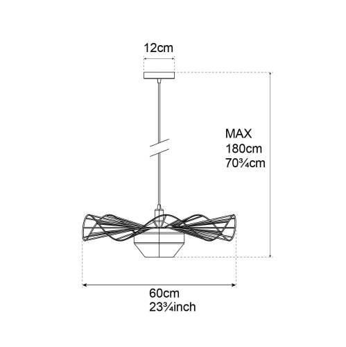 BAZZ Giulia Pendant Ceiling Light Fixture 800 Lumens - 2700K, Black, P20045BK1