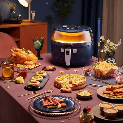 BEAR Air Fryer 10 in 1 Digital Air Fryer Oven 6.5 QT with Free Recipes, Oil-Free Air Fryer Toaster Oven with 120° Visible Window, One Touch Screen,