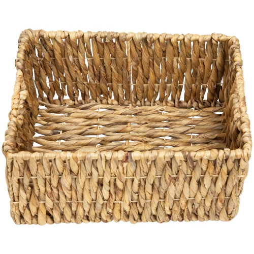 Set of 3 Brown Water Hyacinth Woven Storage Baskets With Built-in Handles 15.75"