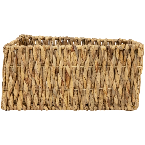 Set of 3 Brown Water Hyacinth Woven Storage Baskets With Built-in Handles 15.75"