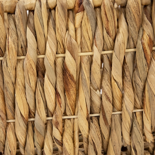 Set of 3 Brown Water Hyacinth Woven Storage Baskets With Built-in Handles 15.75"