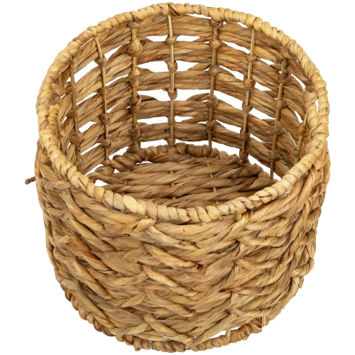 Set of 4 Open Fishtail Weave Water Hyacinth Storage Baskets with Handles 15.5"