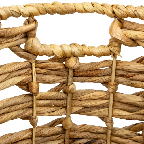 Set of 4 Open Fishtail Weave Water Hyacinth Storage Baskets with Handles 15.5"
