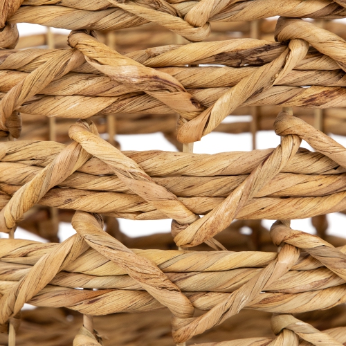 Set of 4 Open Fishtail Weave Water Hyacinth Storage Baskets with Handles 15.5"