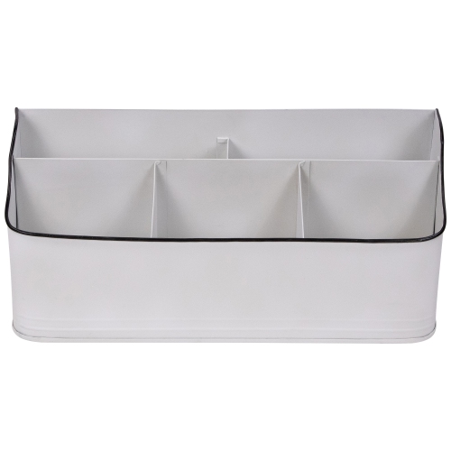 14.25" White Rectangular Kitchen Utensil Storage Holder