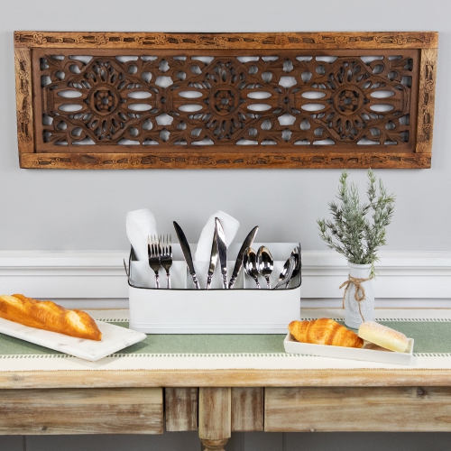 14.25" White Rectangular Kitchen Utensil Storage Holder