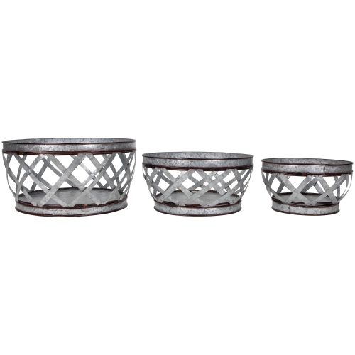 Set of 3 Metal Woven Nesting Baskets 12.5"