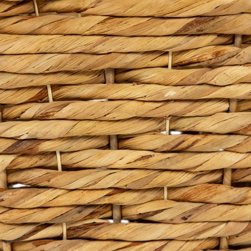 Set of 3 Oval Braid Weave Water Hyacinth Baskets with Built-in Handles 17.25"