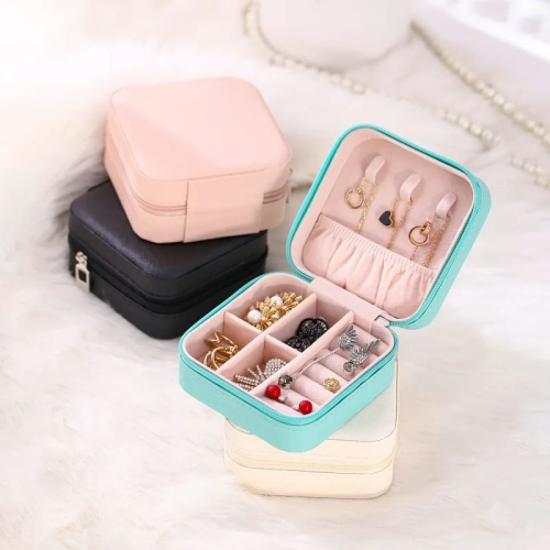 Portable Black Mini Jewelry Travel Case Organizer for Rings, Earrings, Necklaces - Small Display Storage Box, Ideal for Gifts