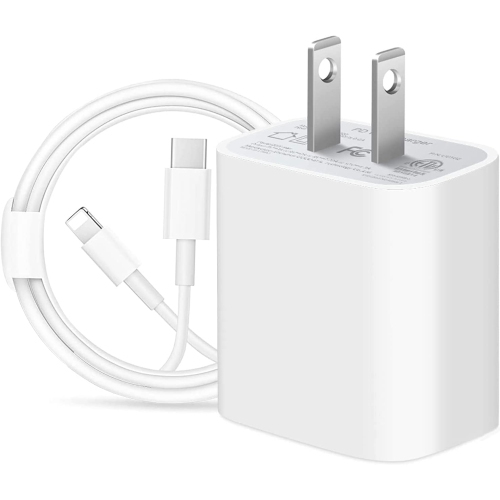 Chargeur rapide 20 W de iPhone, Bloc mural USB de type C Adaptateur  cubique compatible avec Apple iPhone 15, 14, 13, 12, 11 Pro Max, XR, XS,  iPad avec câble de chargement