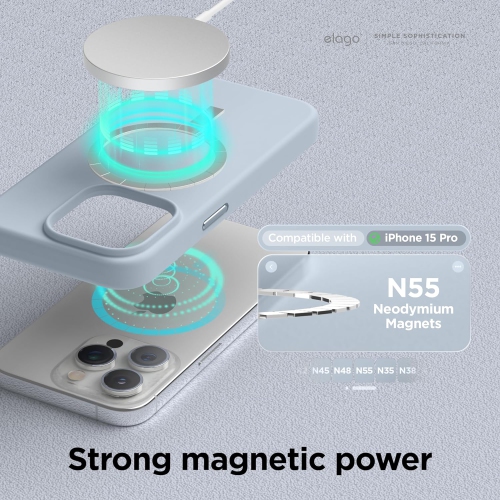 Étui en silicone magnétique elago compatible avec l'étui iPhone 15 Pro de 6,1 po compatible avec tous les accessoires MagSafe - aimants intégrés,