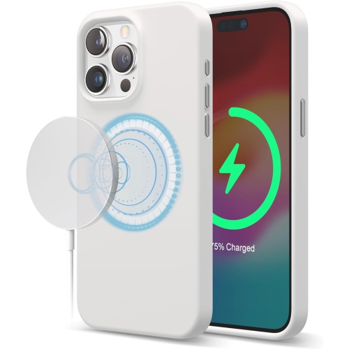 elago Magnetic Silicone Case Compatible with iPhone 15 Pro Max Case 6.7 Inch Compatible with All MagSafe Accessories - Built-in Magnets, Soft Grip