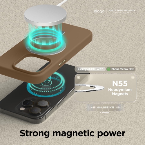 elago Magnetic Silicone Case Compatible with iPhone 15 Pro Max Case 6.7 Inch Compatible with All MagSafe Accessories - Built-in Magnets, Soft Grip