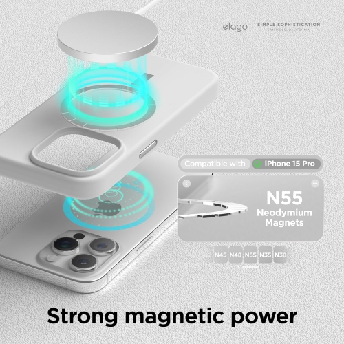 elago Magnetic Silicone Case Compatible with iPhone 15 Pro Case 6.1 Inch Compatible with All MagSafe Accessories - Built-in Magnets, Soft Grip