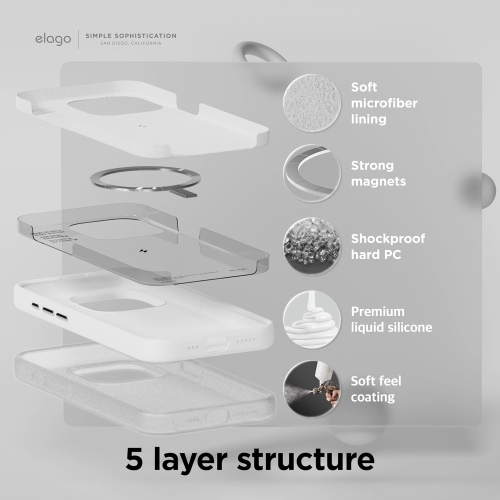 elago Magnetic Silicone Case Compatible with iPhone 15 Pro Case 6.1 Inch Compatible with All MagSafe Accessories - Built-in Magnets, Soft Grip