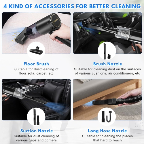 Handheld Vacuum Cleaner Cordless, 120W Powerful Mini Car Vacuum Cleaner, 5000Pa Portable Hand Held Vacuum for Car, Office, Home, Pet, Hair Cleaning,