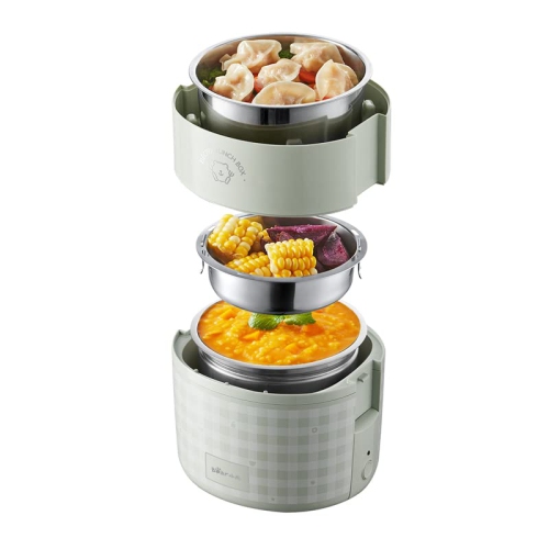 Bear Electric Lunchbox 2.0L DFH-A20Q7 Green Portable Food Heater Warmer 120V for Home/Office with Removable 304 Stainless Steel Food Container(3