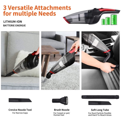 Handheld Vacuum Cleaner Cordless, Rechargeable, Powerful Suction Cleaner, Portable Hand Vacuum for Pet Hair Home and Car Cleaning, Wet & Dry