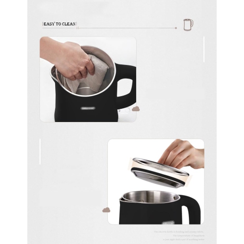 Bear Electric Kettle, Tea Kettle,1.7L, Fast boiling with 304 S/S Inner pot and lid, Auto Shut Off and Boil Dry Protection, 1500W, Black