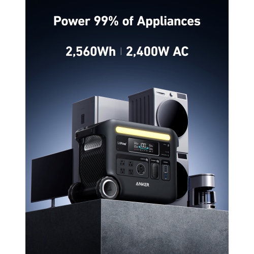 2400W Output/2800W Peak SOLIX F2600 Push Button Start LFP Battery Powered Generator for Home Backup,Outdoor Camping,