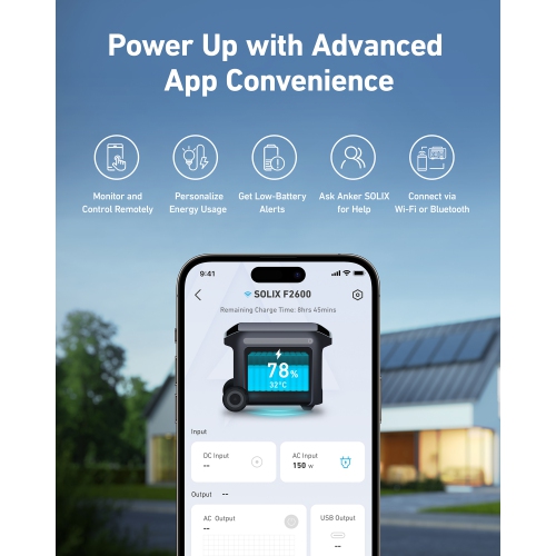 2400W Output/2800W Peak SOLIX F2600 Push Button Start LFP Battery Powered Generator for Home Backup,Outdoor Camping,