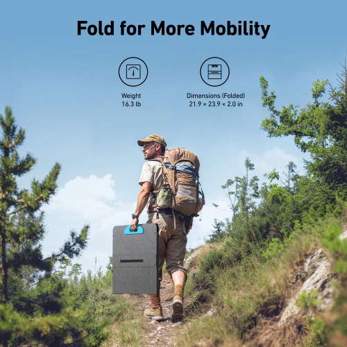 Anker SOLIX PS200 Monocrystalline Portable Solar Panel, 4 Set Angles, IP67 Waterproof, 1.5X Conversion