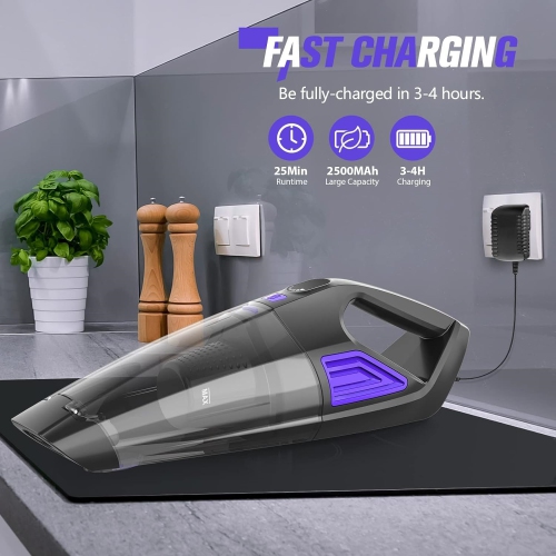 9000Pa Strong Suction Hand Vacuum Cordless, 500ml Dust Box Car Vacuum Cleaner, Lightweight Rechargeable Portable Vacuum, Car/Home Handheld Vacuum