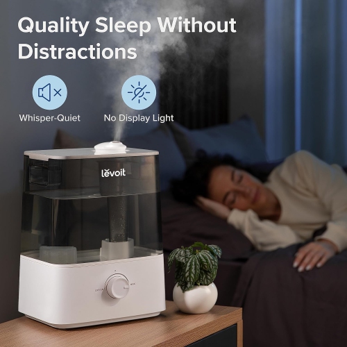 LEVOIT Humidifier for Bedroom Large Room, 6L Top Fill Cool Mist Humidifiers Plants, Baby, Lasts Up to 60h, Quiet Operation, Automatic Shut-Off, Grey