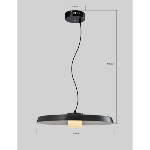 BAZZ Zaza Single Pendant Light Fixture Matt Black 9W Dimmable 800 Lumens 3000k 80+CRI, P20035BK