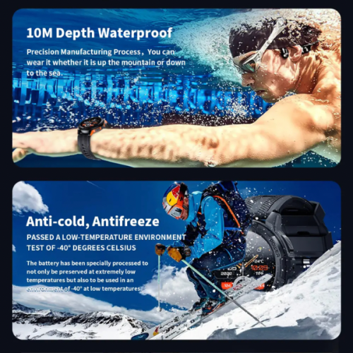 TUTT Smartwatch for Men | 1 ATM 10 Meter Depth AMOLED screen | 410mah Long Battery Life Fitness Health Tracking Smart Watch Military Rugged C25