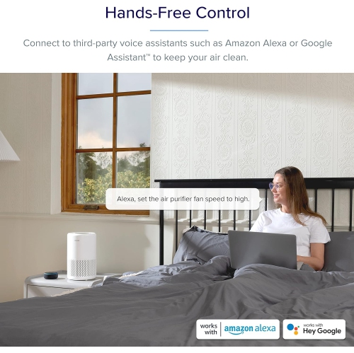 Purificateur d'air de Levoit pour chambre à coucher, Fonctionne avec Alexa, Purificateur d'air intelligent Wi-Fi Quiet pour allergies fumeurs animaux